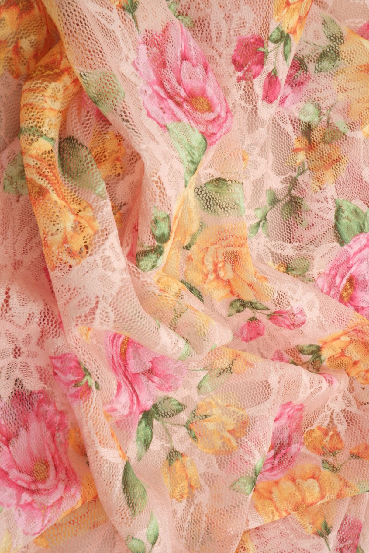 Floral Printed Lace Peach