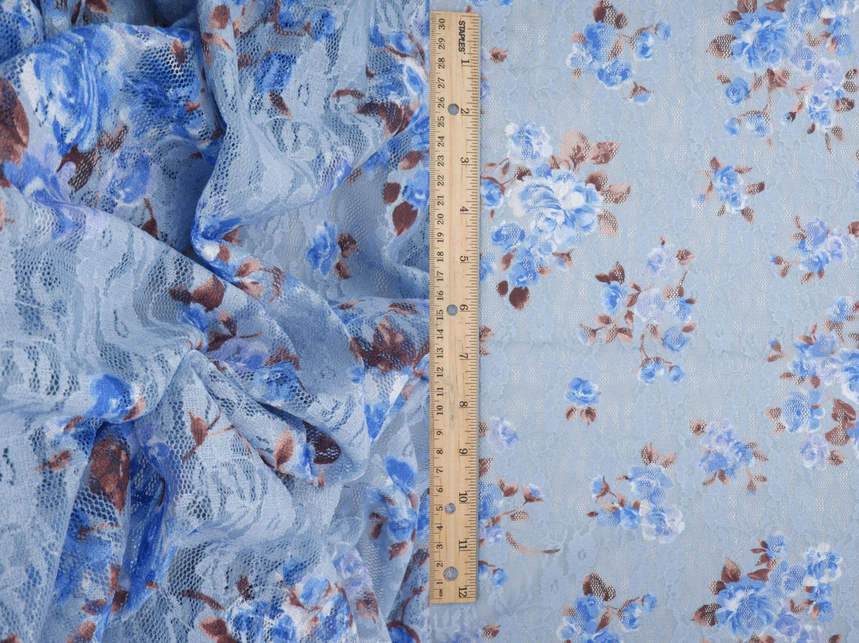Floral Printed Lace Blue