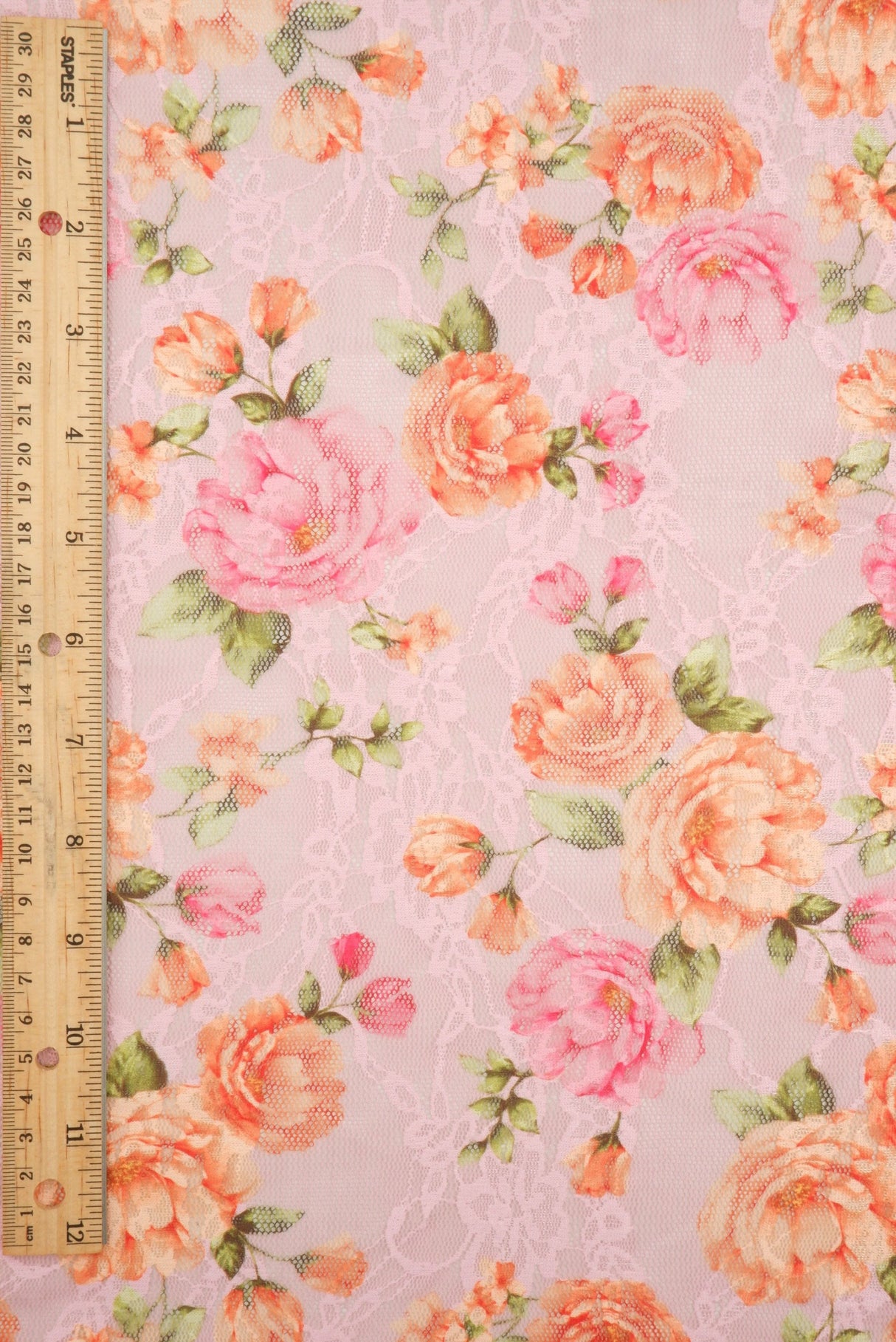 Floral Printed Lace Peach