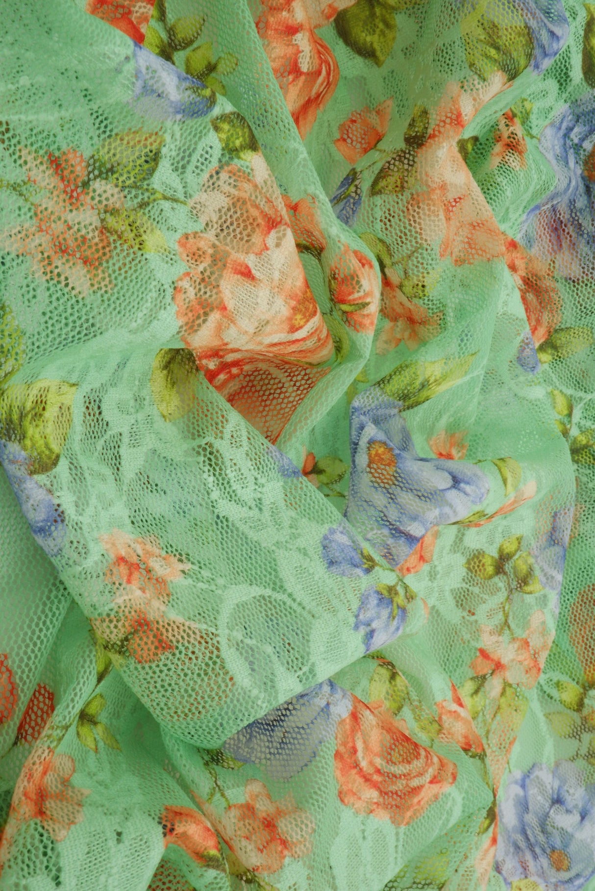 Floral Printed Lace Peach
