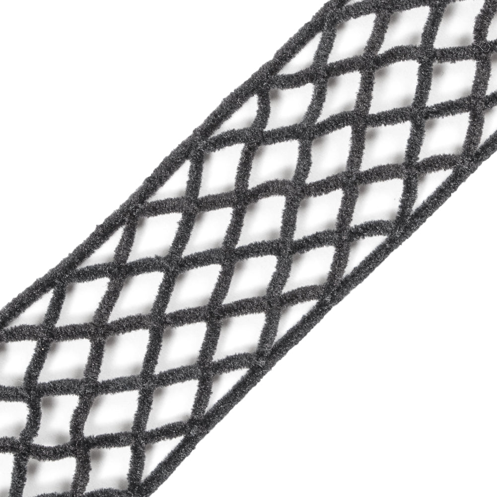 Dark Gray Criss Cross Chenille Trim - 2"
