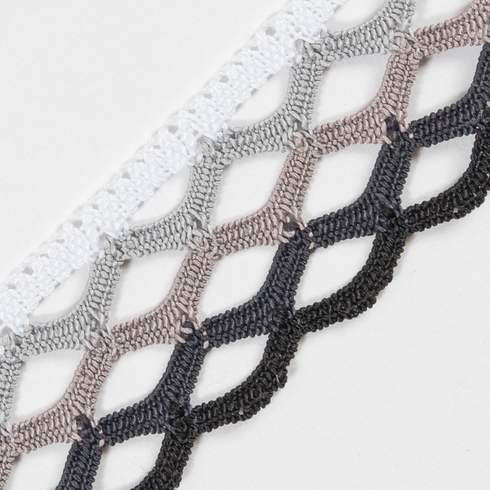 Black Ombre Crochet Trim - 1.5"