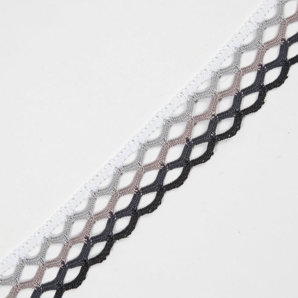 Black Ombre Crochet Trim - 1.5"