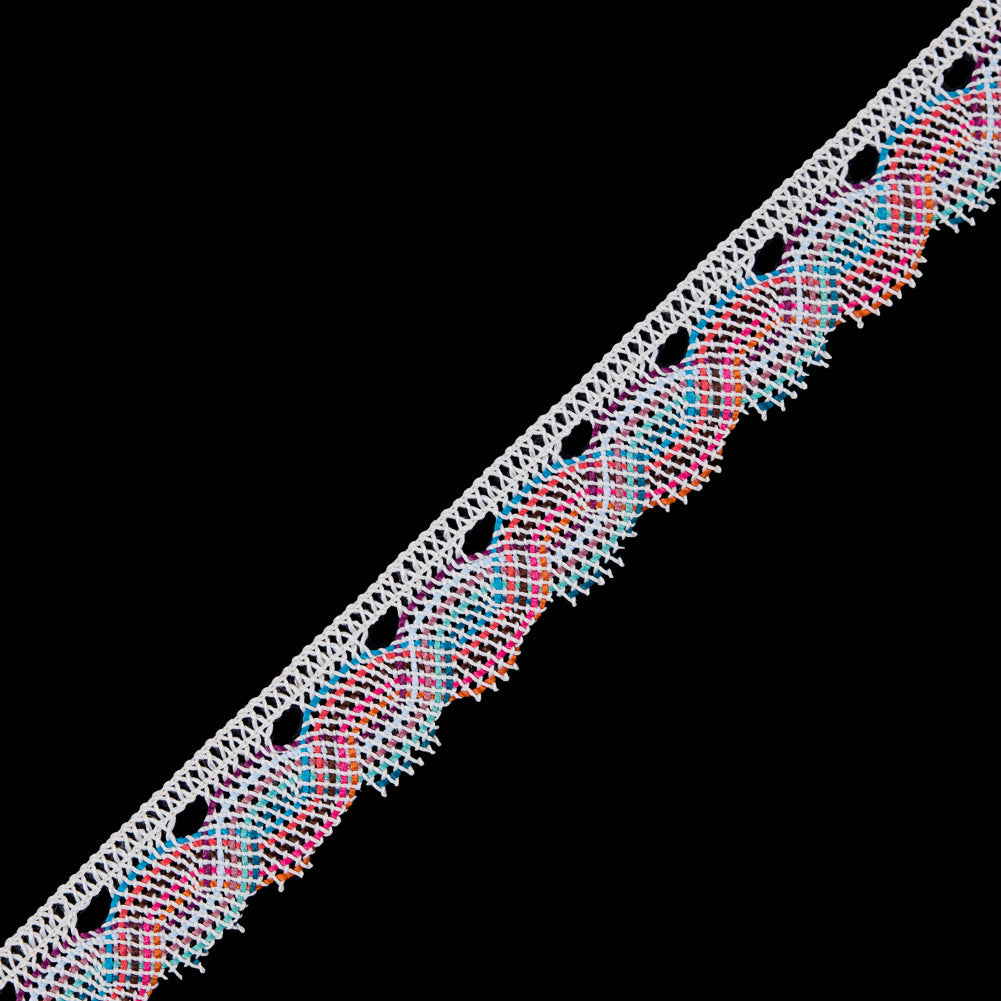 Ivory Multicolor Crochet Trim - 1"