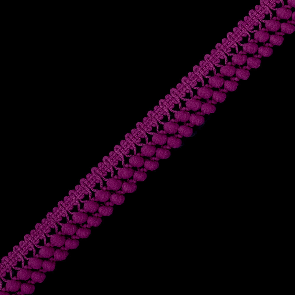 Magenta Two Row Mini Pom Pom Trim