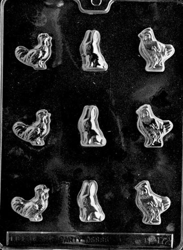 Bite Size Easter Bunny and Rooster Chocolate Mold