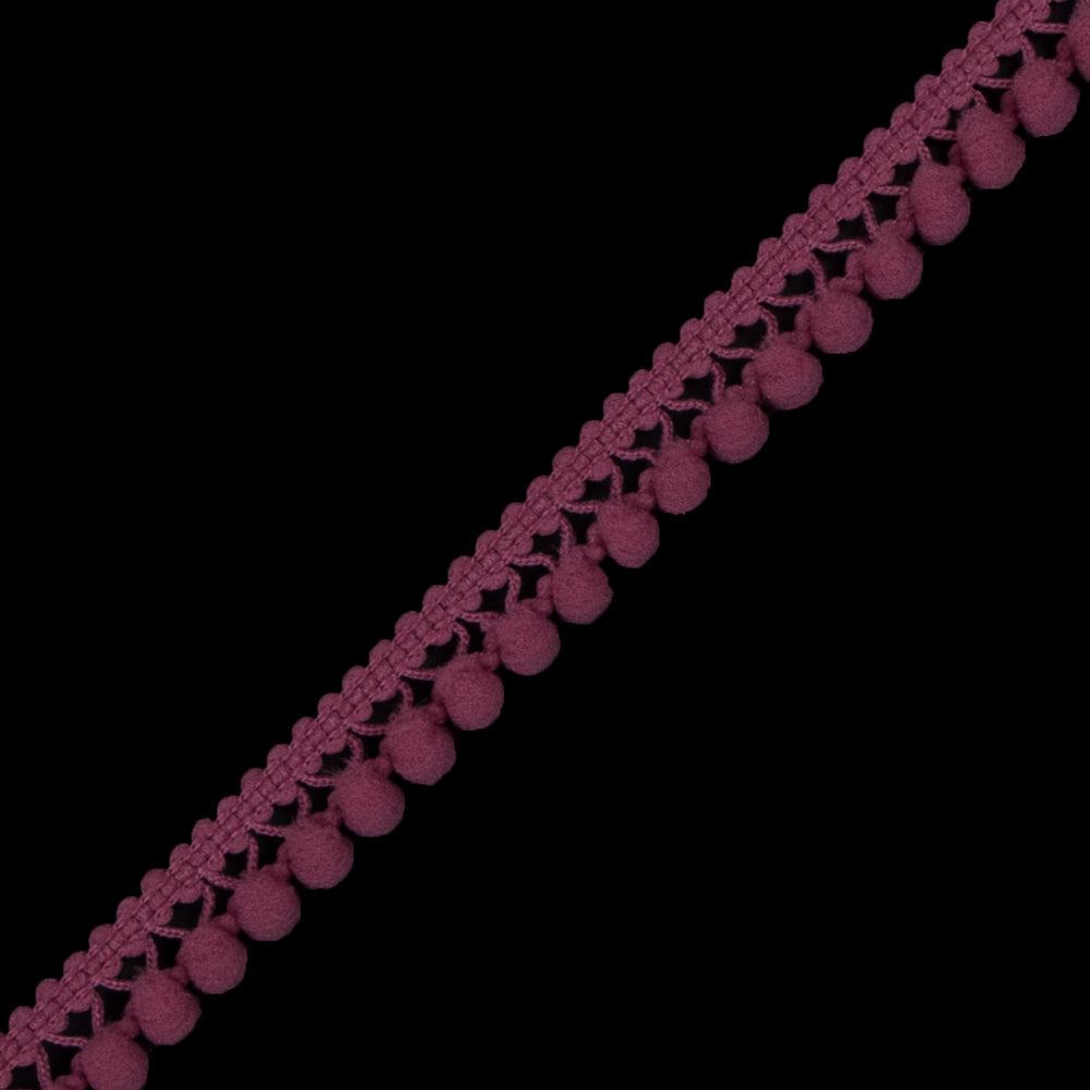European Dusty Rose Single Row Mini Pom Pom Trim