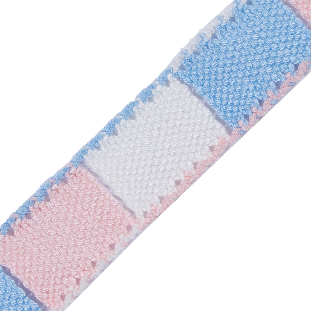 Blue, Pink and White 3-Tone Crochet Trim - 1.25"