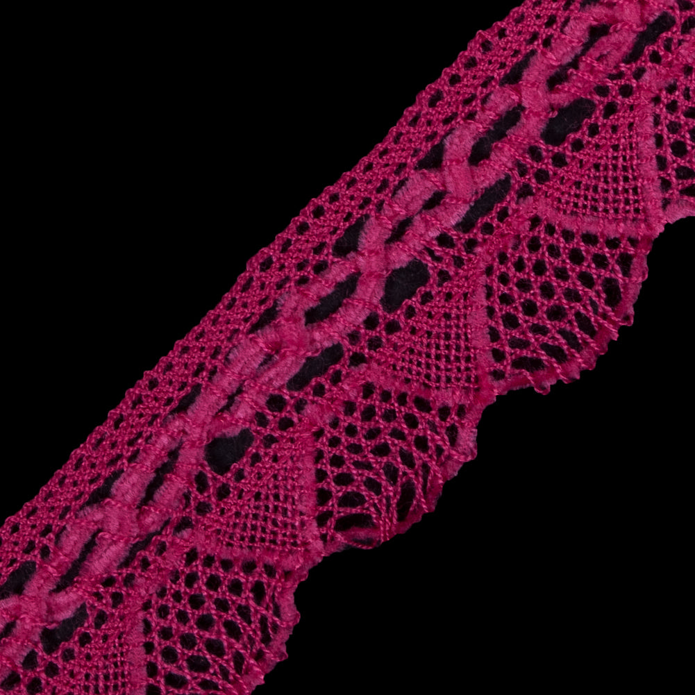 Fuchsia Crochet Chenille Trim - 1.5"