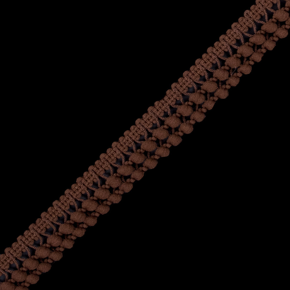Brown Two Row Mini Pom Pom Trim