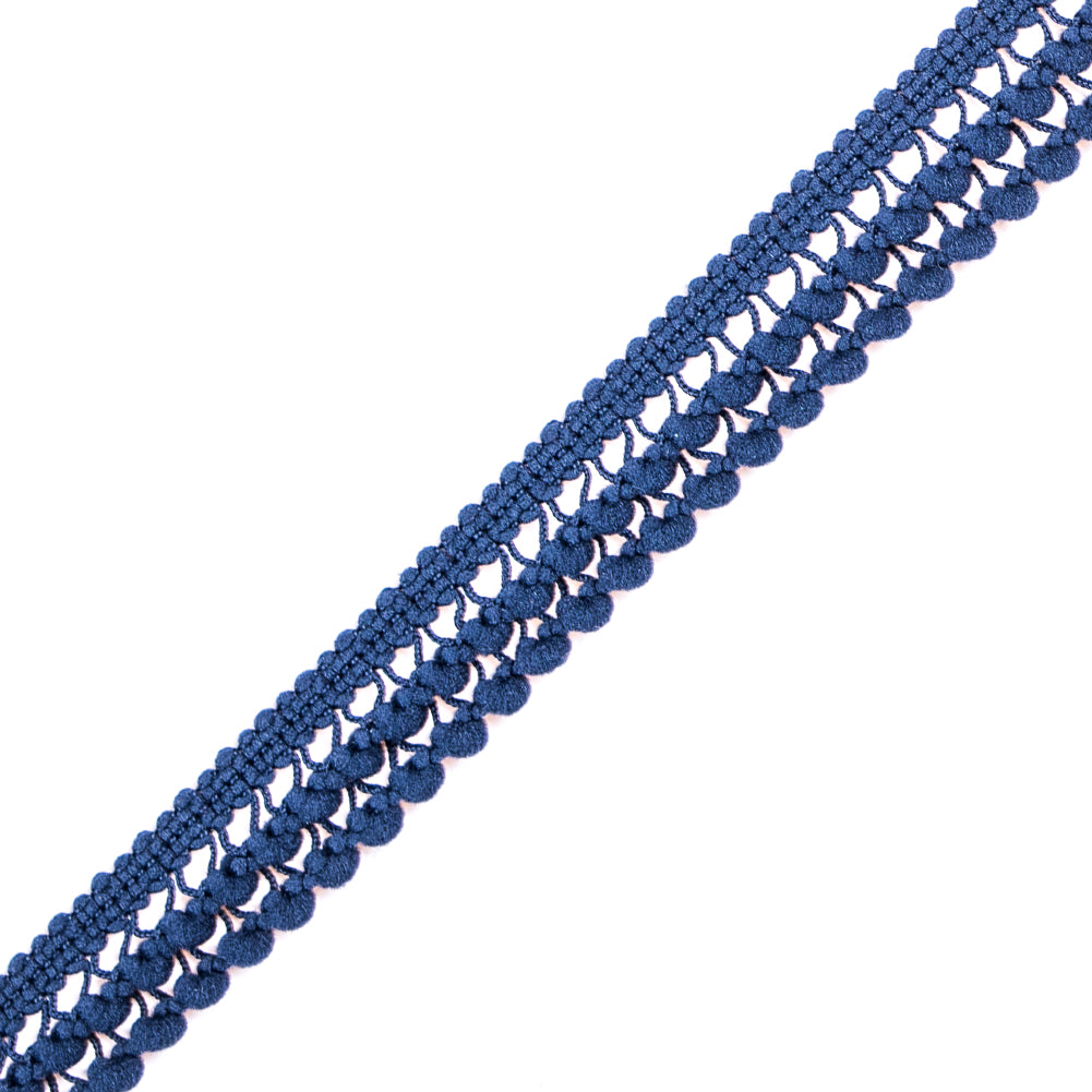 Navy Two Row Mini Pom Pom Trim