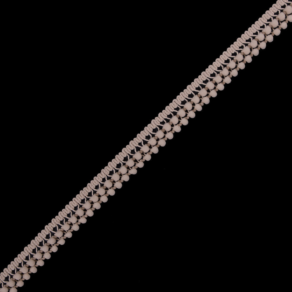 European Light Beige Two Row Mini Pom Pom Trim
