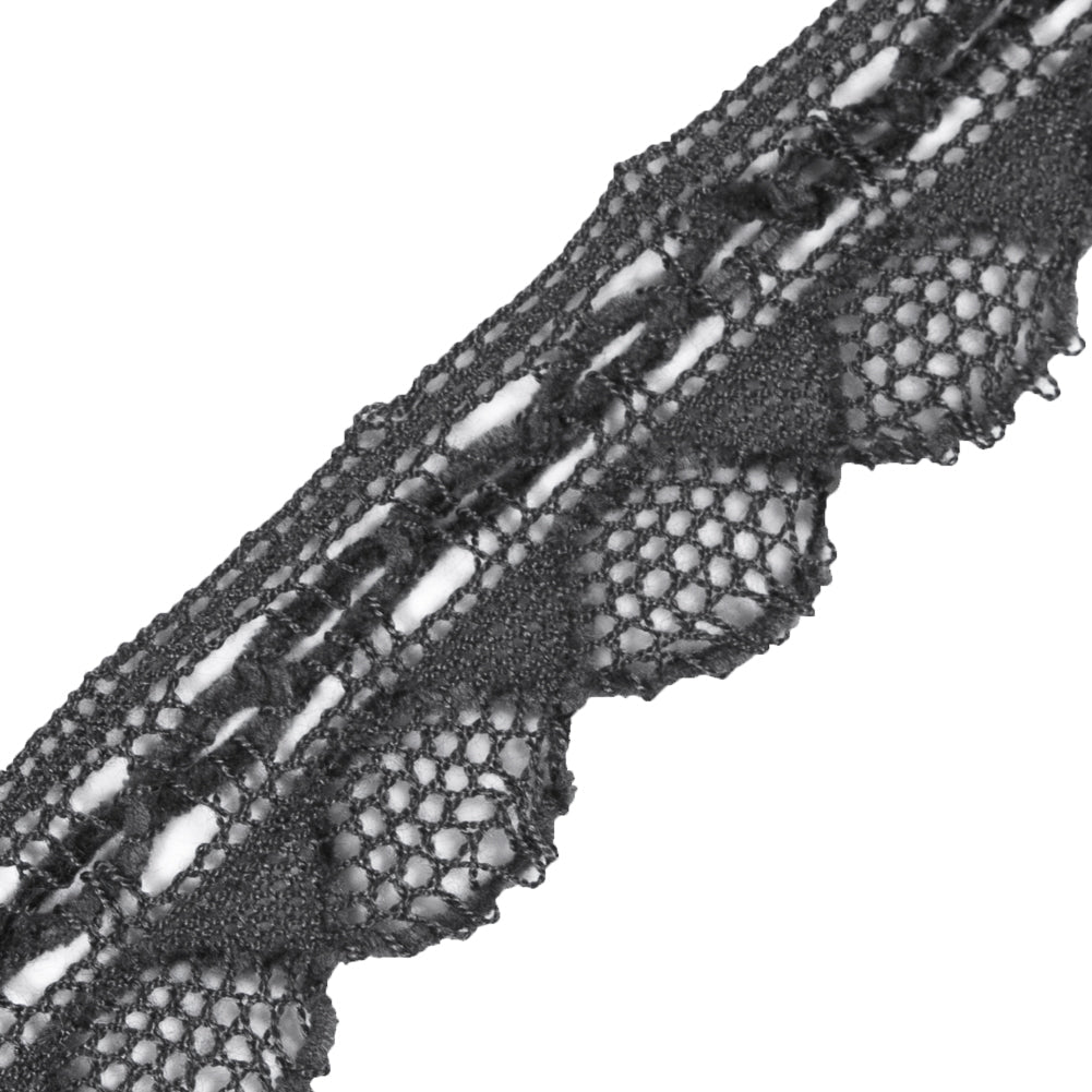 Dark Gray Crochet Chenille Trim - 1.5"