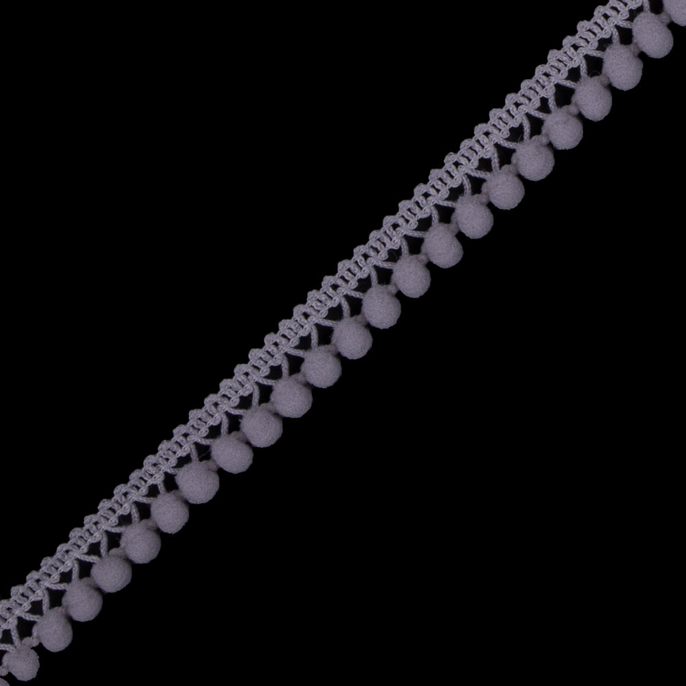 European Gray Single Row Mini Pom Pom Trim