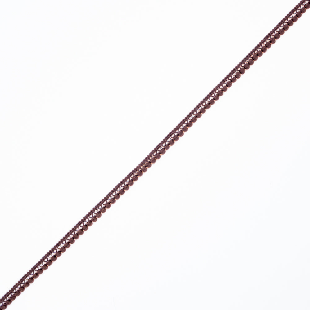 European Brown Single Row Mini Pom Pom Trim