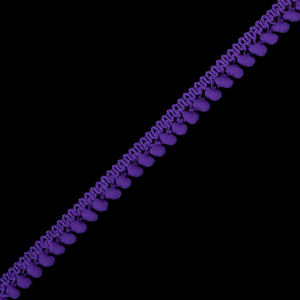 European Purple Single Row Mini Pom Pom Trim
