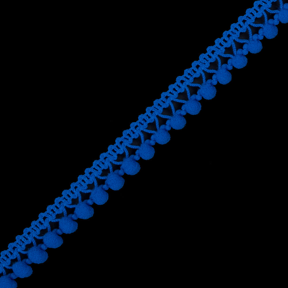 European Cobalt Single Row Mini Pom Pom Trim