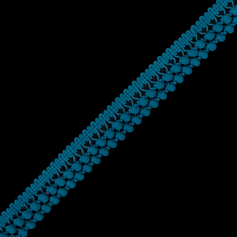 Teal Two Row Mini Pom Pom Trim