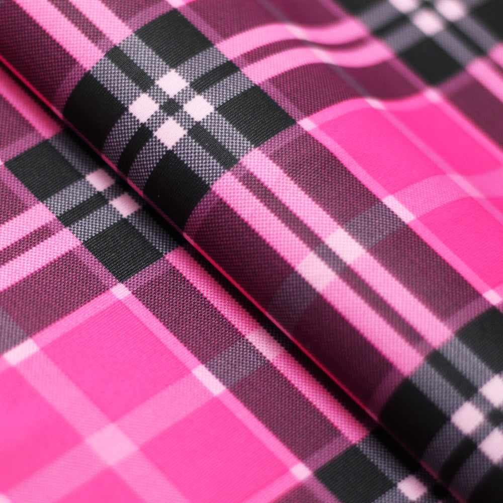 Modern Plaid Polyester Spandex Fabric - Multicolor Tartan Plaid Print, 58/60" Width, 240 GSM (1 Yard)