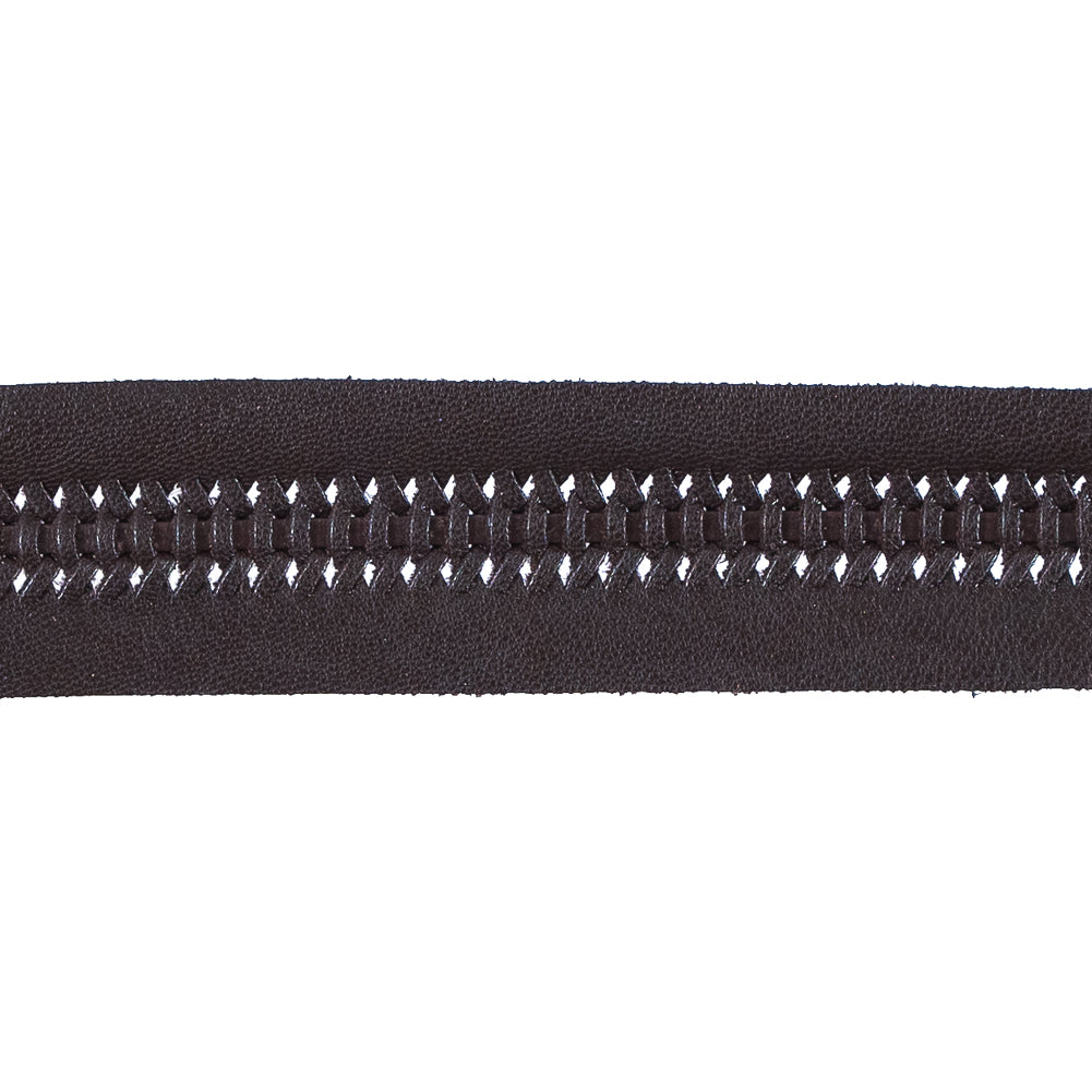Brown Braided Faux Leather Trim - 1.25"