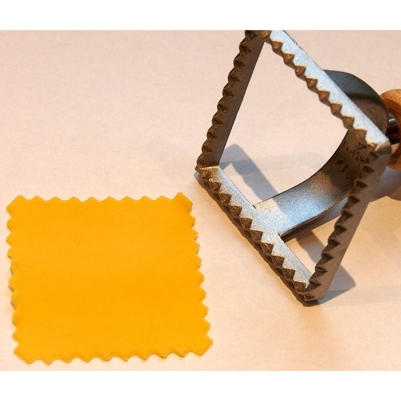 Eppicotispai Aluminum Square Ravioli Stamp w/ Beechwood Handle, 2-3/4"