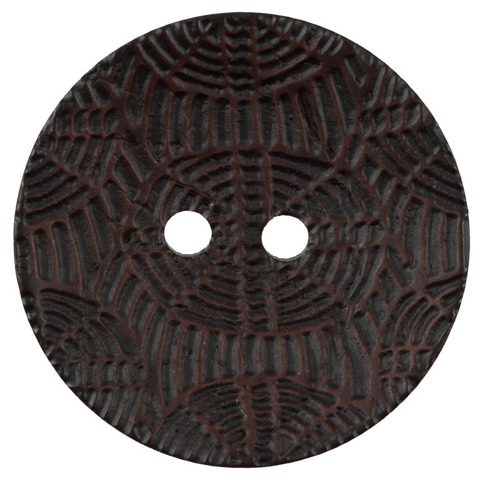 Italian Dark Brown Etched Coconut Button - 64L/40.5mm