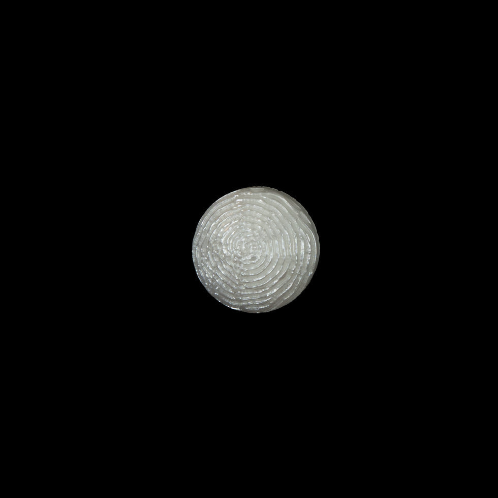 Italian White Spiral Etched Plastic Button - 16L/10mm