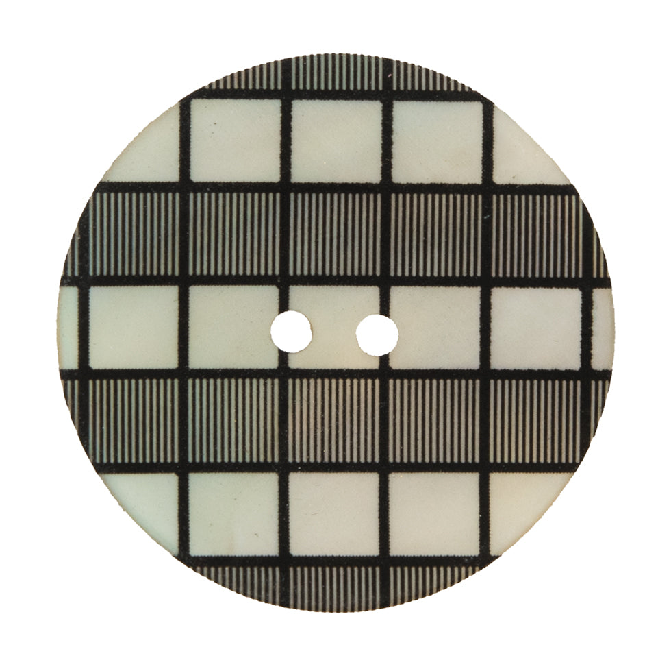 Italian Black and White Checkered Mother Of Pearl Button - 54L/34mm
