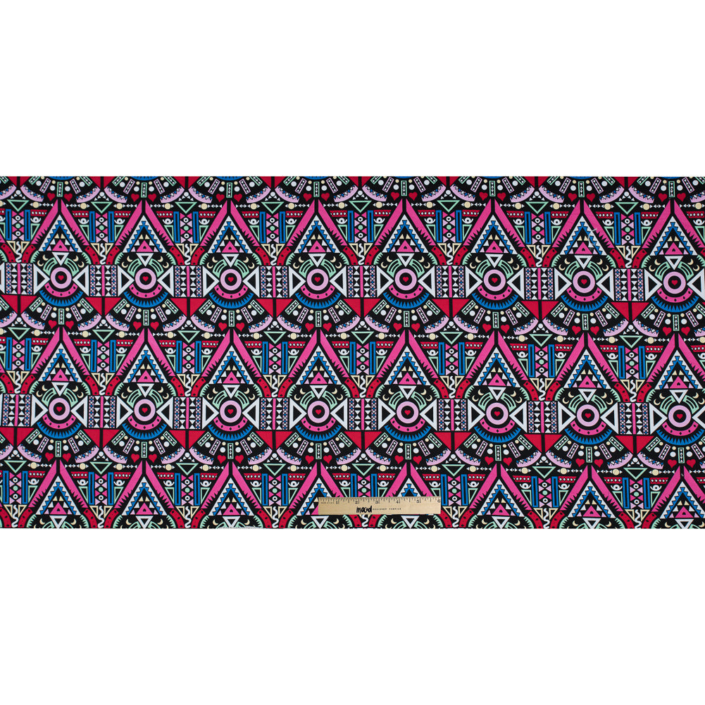 Victoria Blue/Magenta Multicolor Geometric Printed Stretch Cotton Twill