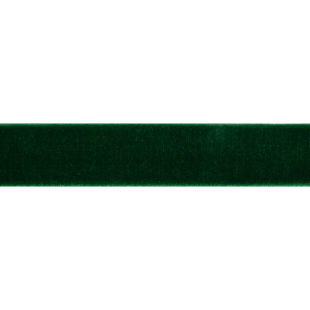 Stretch Velvet Ribbon Trim Made in Italy - 0.875" - Emerald Green - Gislaine Collection