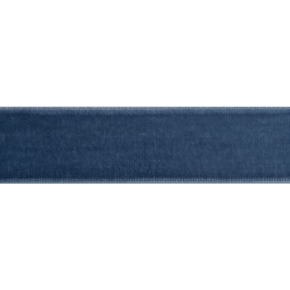 Stretch Velvet Ribbon Trim Made in Italy - 0.875" - Country Blue - Gislaine Collection