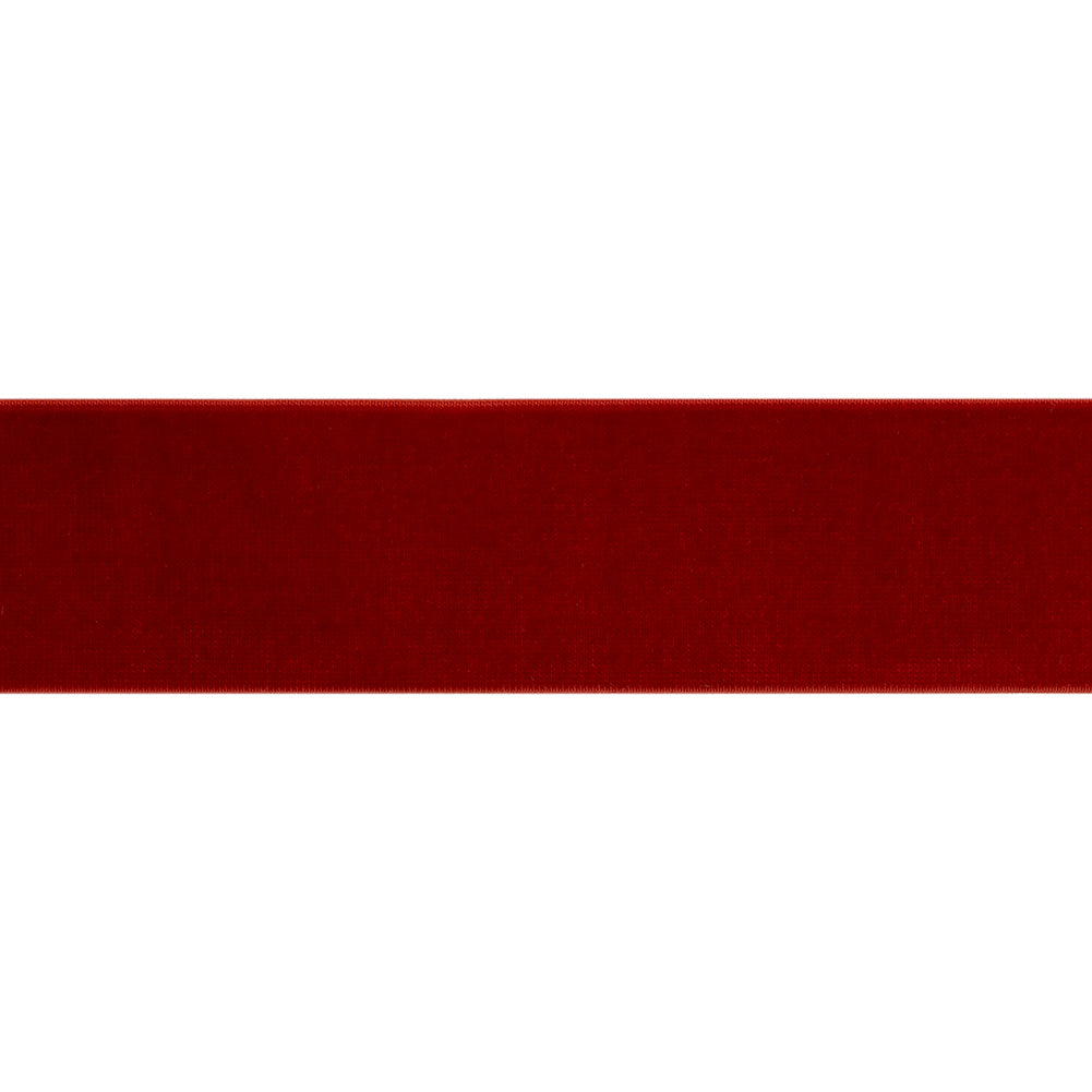 Stretch Velvet Ribbon Trim Made in Italy - 1.5" - Deep Red - Gislaine Collection