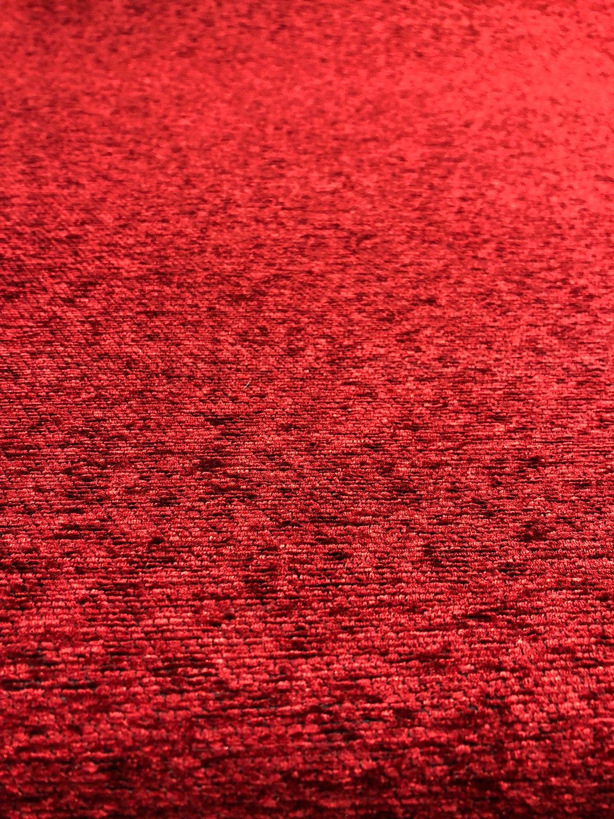 Ruby Red Heavy Solid Chenille Backed Upholstery Fabric - Ruby Red Solid, 56" Width (1 Yard)