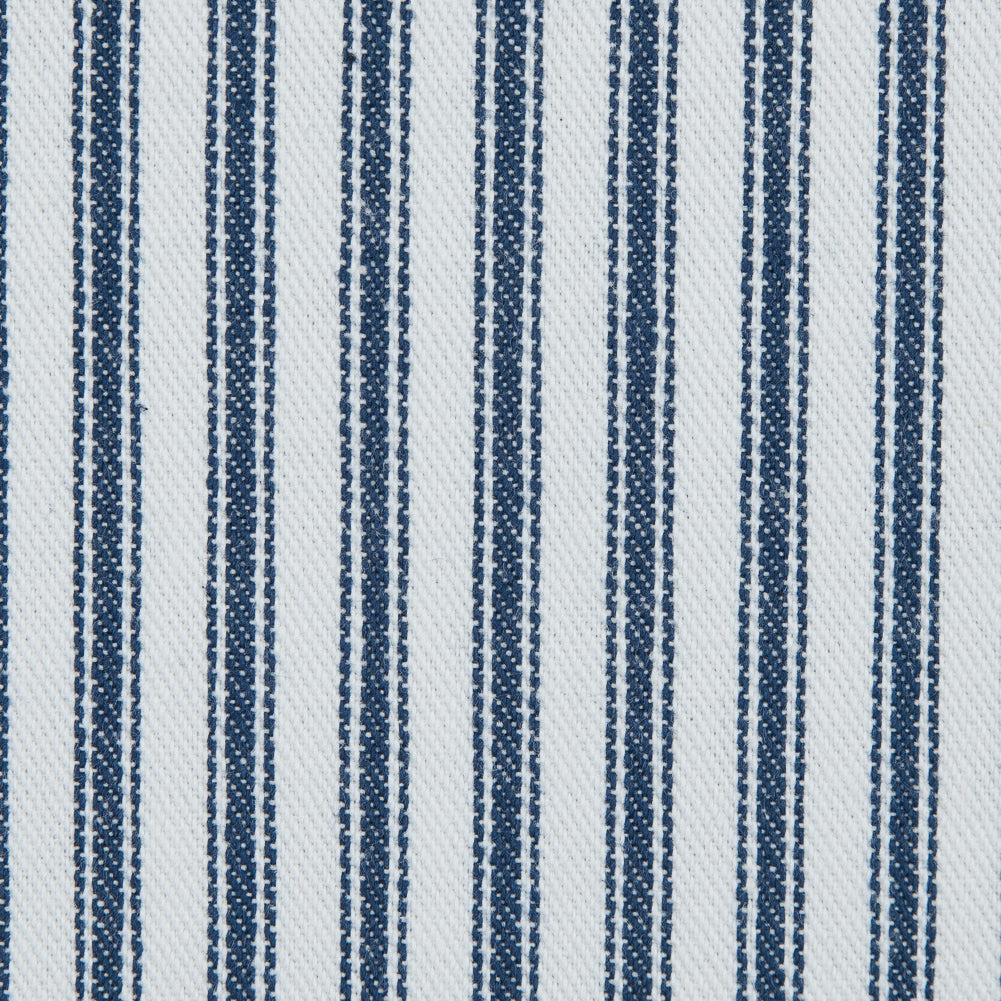 Ruth Navy and White Ticking Striped Cotton Twill