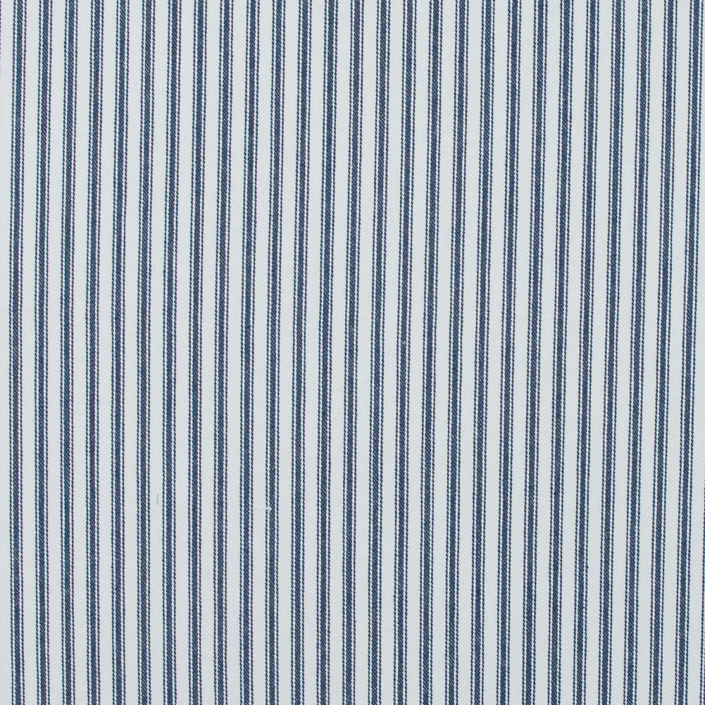 Ruth Navy and White Ticking Striped Cotton Twill