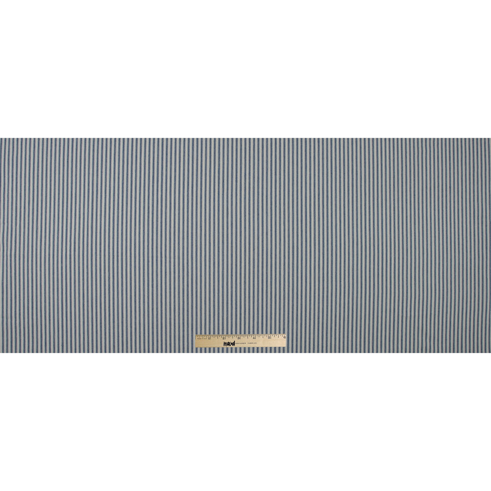 Ruth Vintage Ink and Beige Ticking Striped Cotton Twill