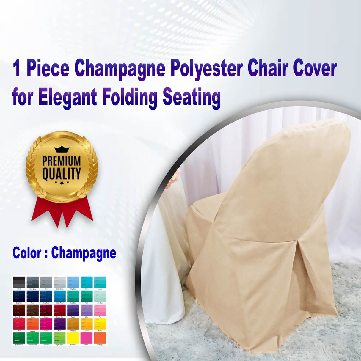 1 Piece Champagne Polyester Chair Cover for Elegant Folding Seating