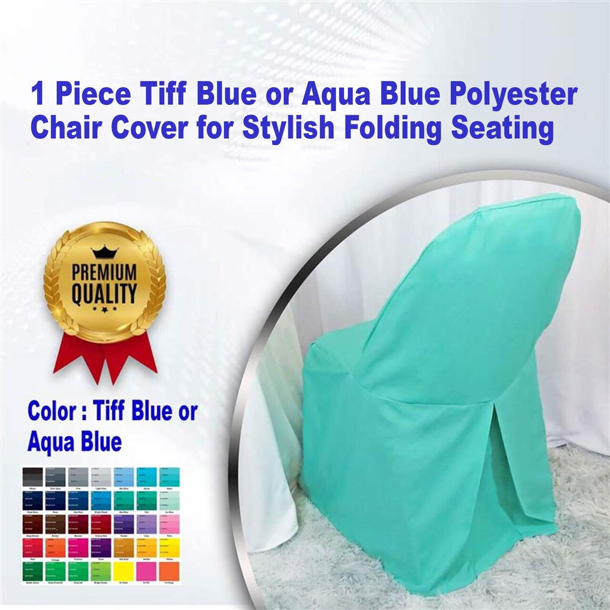 1 Piece Tiff Blue Polyester Chair Cover for Stylish Folding Seating
