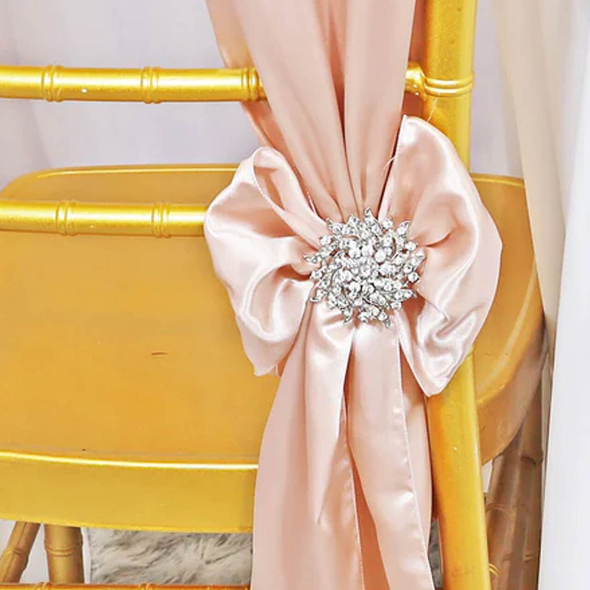 10 Pieces Blush Pink Or Rose Gold Satin Chair Sashes Elegant 8"x108" Event Decor