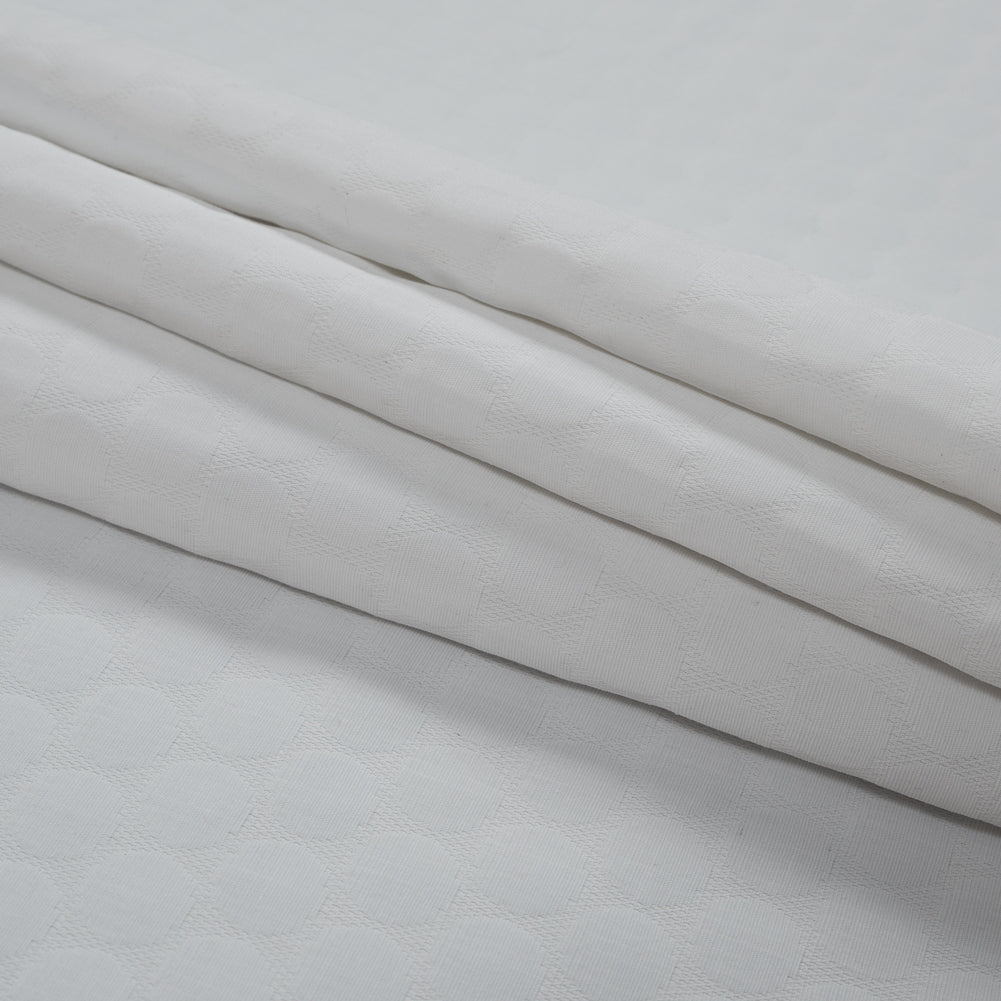 White Circular Quilted Upholstery Woven