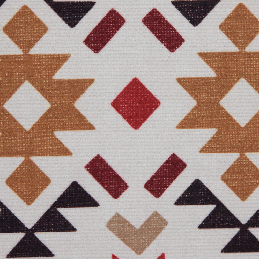 Red and Mustard Geometric Printed Brushed Canvas
