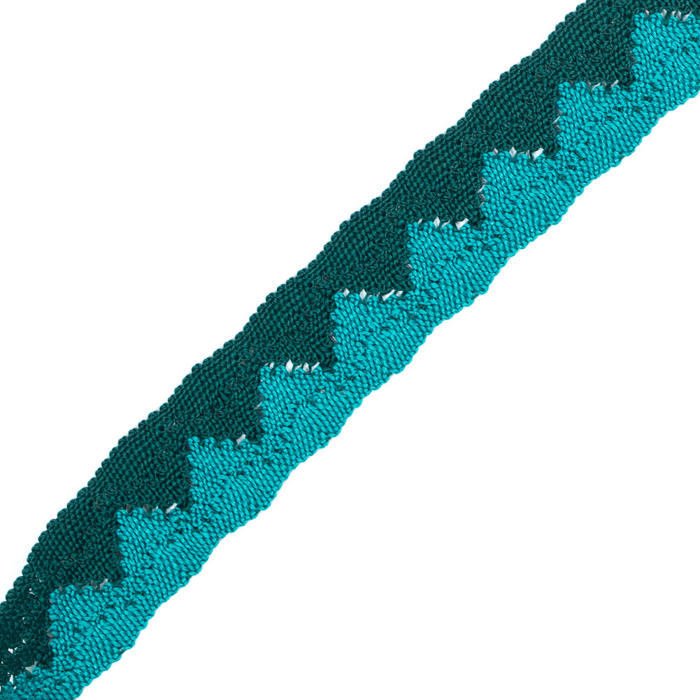 Green Two-Tone European Crochet Trim - 1"