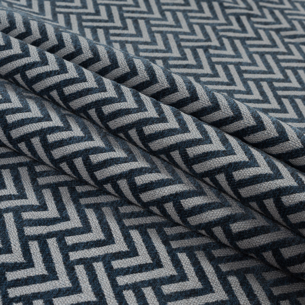 Midnight Navy Chevron Upholstery Chenille