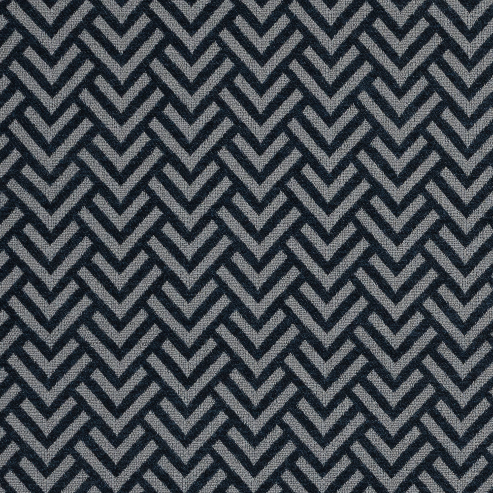 Midnight Navy Chevron Upholstery Chenille