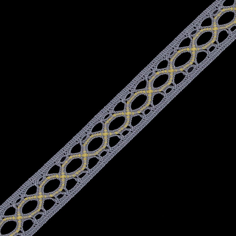 Gray and Yellow European Crochet Trim - 0.5"