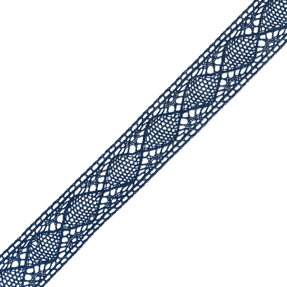 European Navy Diamonds Crochet Lace Cotton Trimming - 3/4"