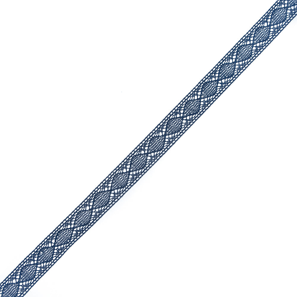 European Navy Diamonds Crochet Lace Cotton Trimming - 3/4"