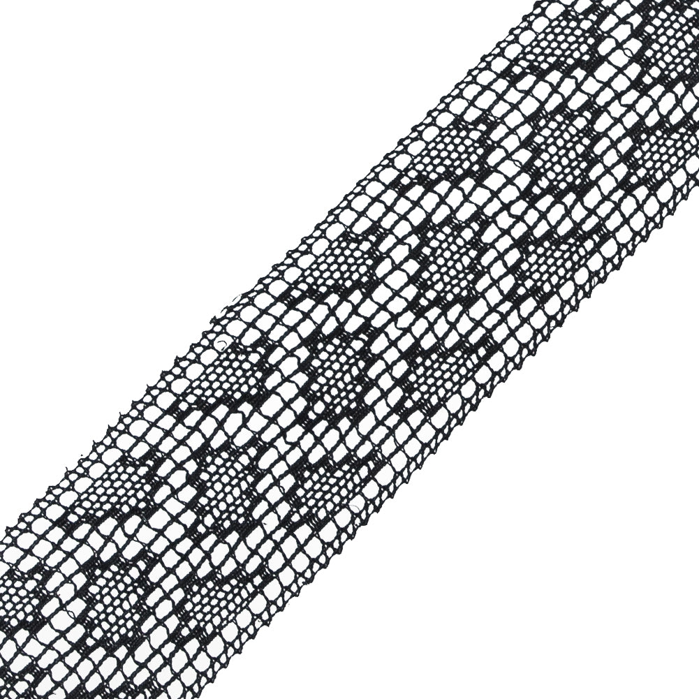 Black European Cotton Crochet Lace Trim - 1"