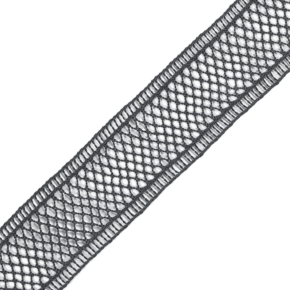 Charcoal European Cotton Crochet Trim - 1"