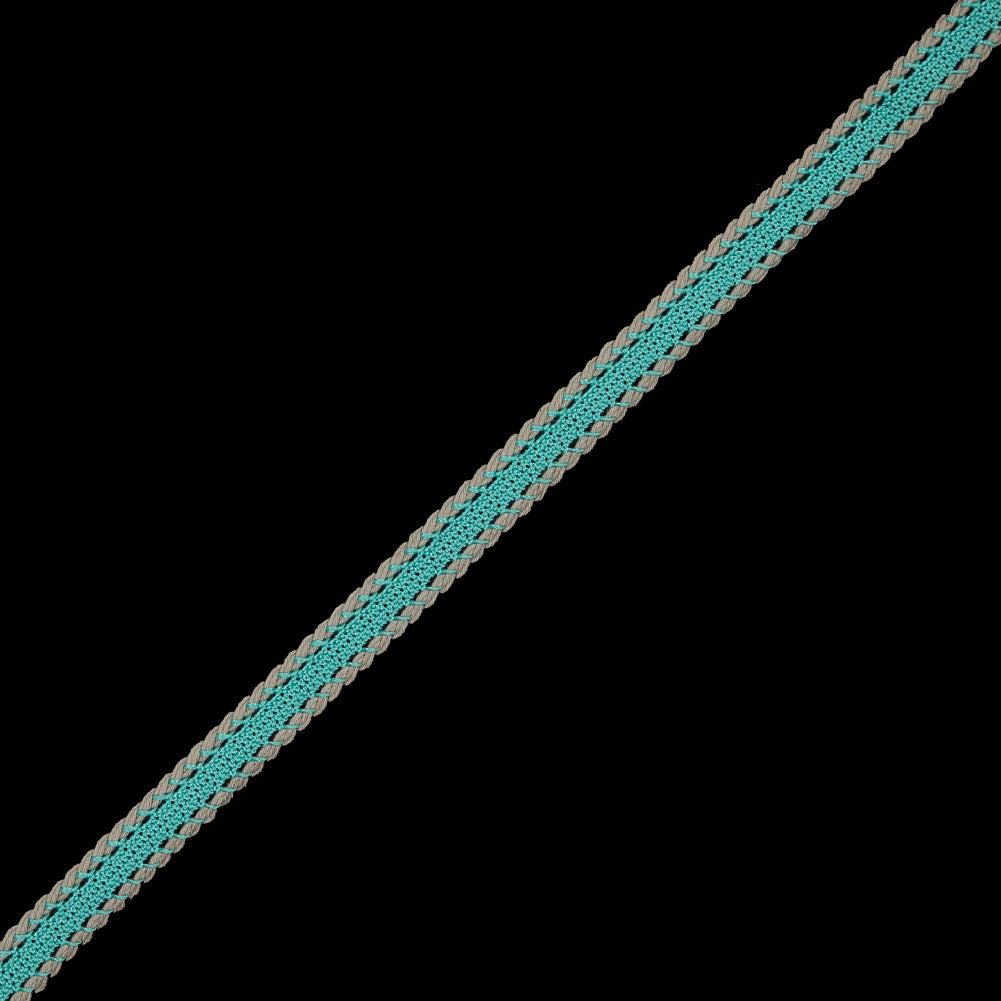 Teal and Beige European Crochet Trim - 0.5"